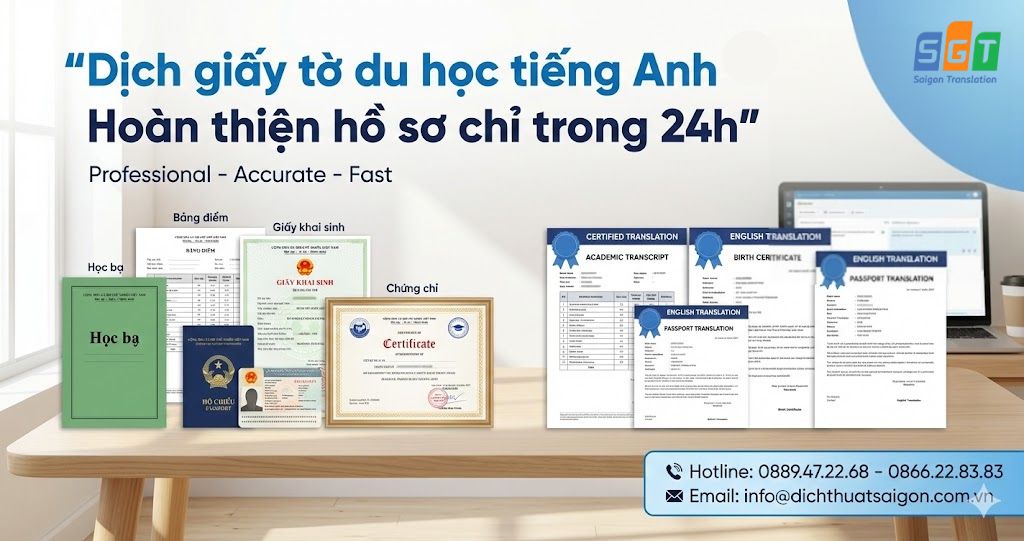 Dịch giấy tờ du học tiếng Anh chuẩn xác và nhanh chóng với Dịch thuật Sài Gòn