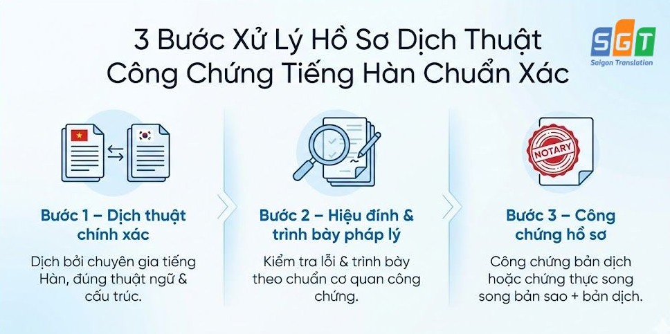 3 bước xử lý hồ sơ dịch thuật công chứng tiếng Hàn