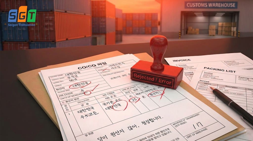 Bản dịch co, cq tiếng Hàn bị từ chối