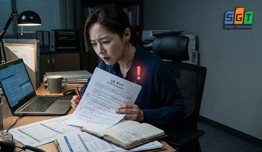 Các lỗi khi dịch hợp đồng tín dụng tiếng Hàn