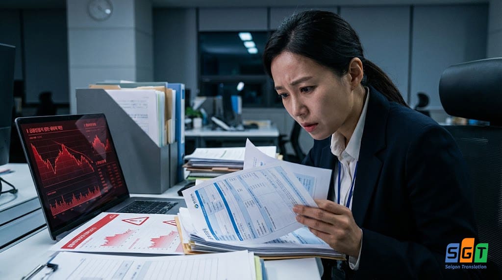 Bản dịch hồ sơ ngân hàng tiếng Hàn thiếu chính xác khiến hồ sơ bị trả về