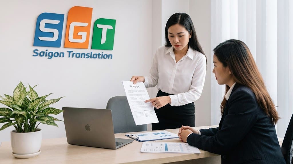 Nhân viên Dịch thuật Sài Gòn tư vấn dịch hợp đồng tín dụng tiếng Hàn cho khách hàng