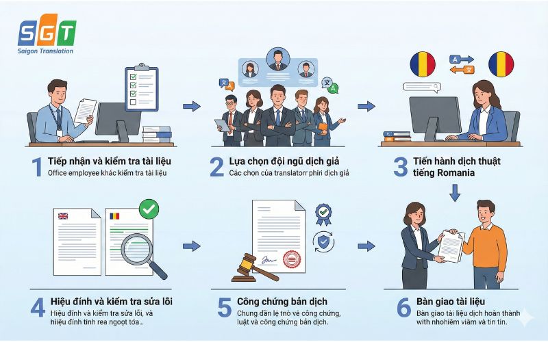 Quy trình dịch thuật tiếng Romania chuyên nghiệp tại Dịch thuật Sài Gòn