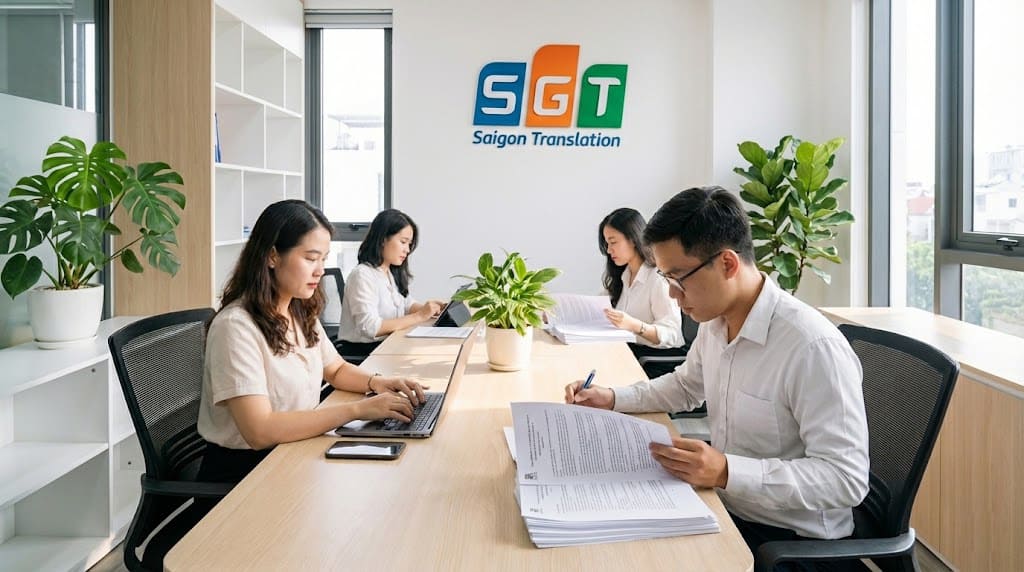 Các biên dịch viên SGT làm việc tại văn phòng