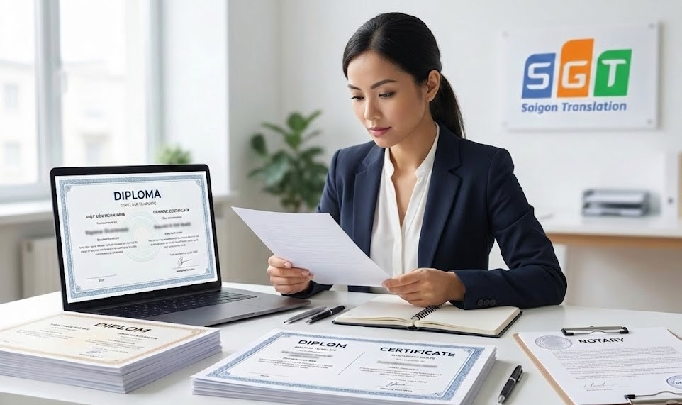 Biên dịch viên Dịch thuật Sài Gòn kiểm tra bản dịch bằng cấp tiếng Anh