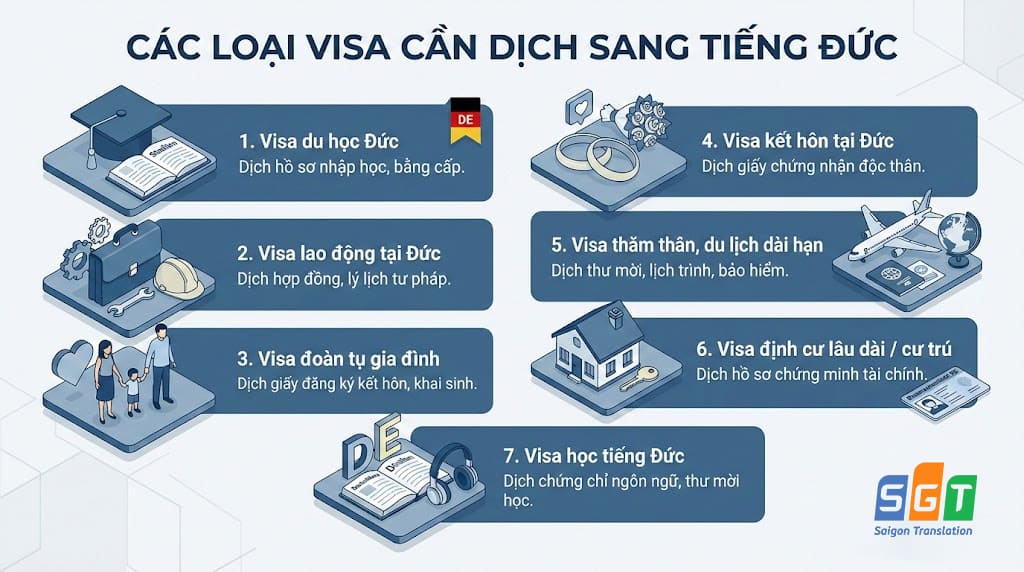 Các loại visa cần dịch sang tiếng Đức