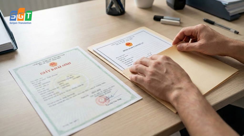 Chuẩn bị giấy khai sinh rõ nét trước khi dịch