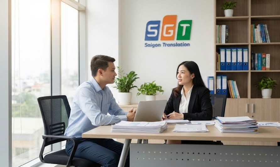 Biên dịch viên SGT tư vấn dịch thuật cho khách hàng