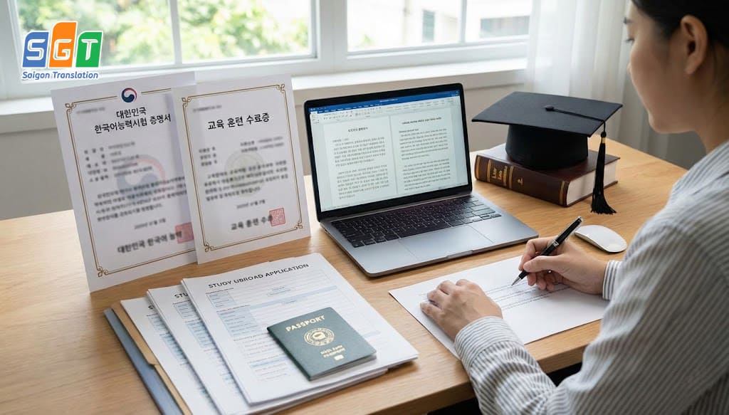 Dịch chứng chỉ tiếng Hàn cho hồ sơ du dọc tại Hàn Quốc