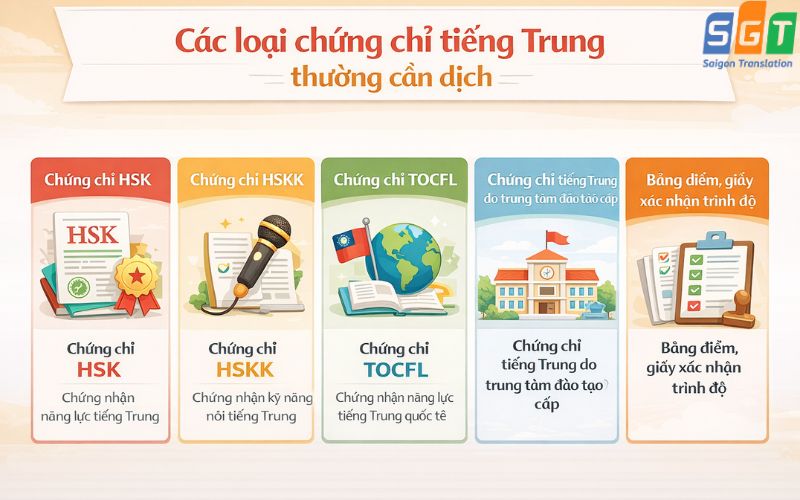 Dịch chứng chỉ tiếng Trung 