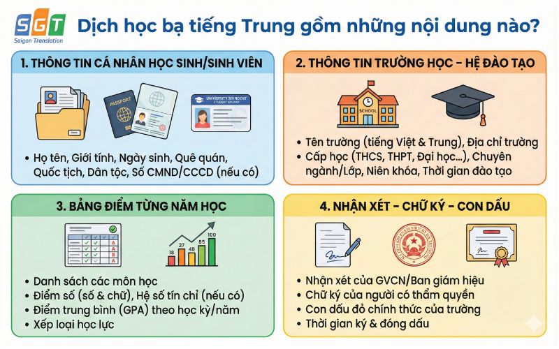 Dịch học bạ tiếng Trung 