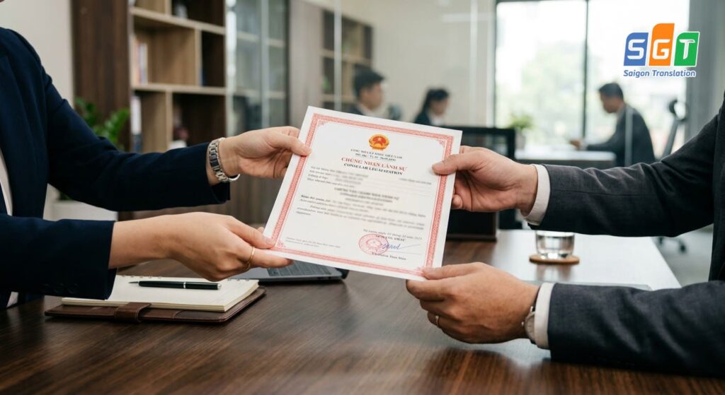 Dịch thuật Sài Gòn bàn giao tài liệu được hợp pháp hóa lãnh sự cho khách hàng