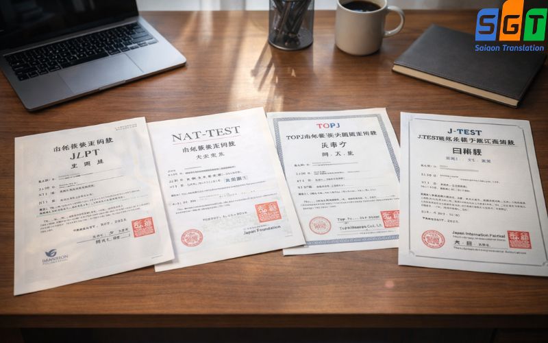 Dịch chứng chỉ tiếng Nhật phổ biến, đa dạng 