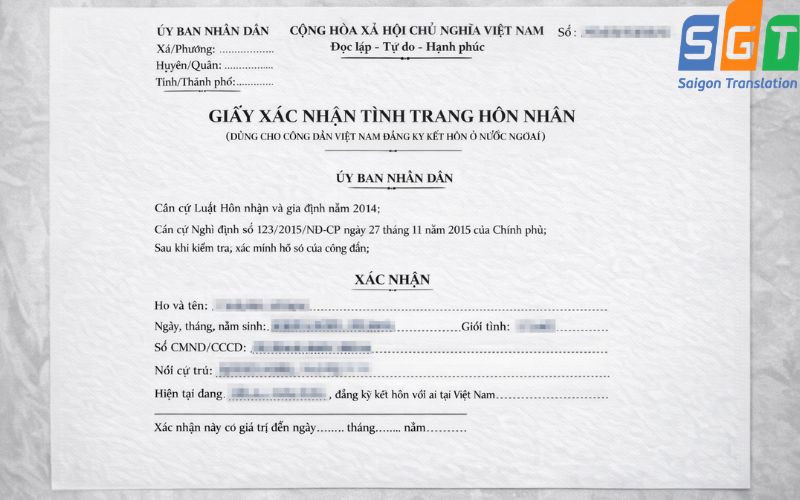 Dịch thuật giấy chứng nhận độc thân chuyên nghiệp