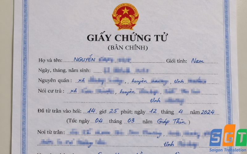 Dịch thuật giấy chứng tử hợp pháp 