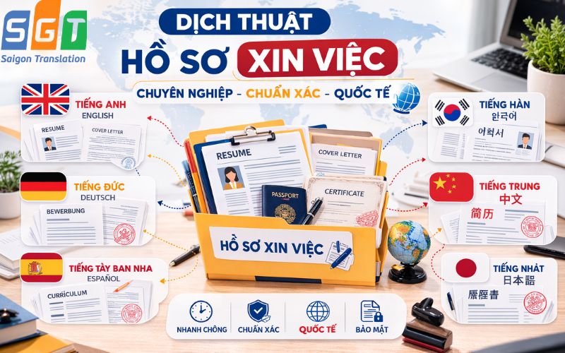 Dịch thuật hồ sơ xin việc chuyên nghiệp, đa dạng ngôn ngữ