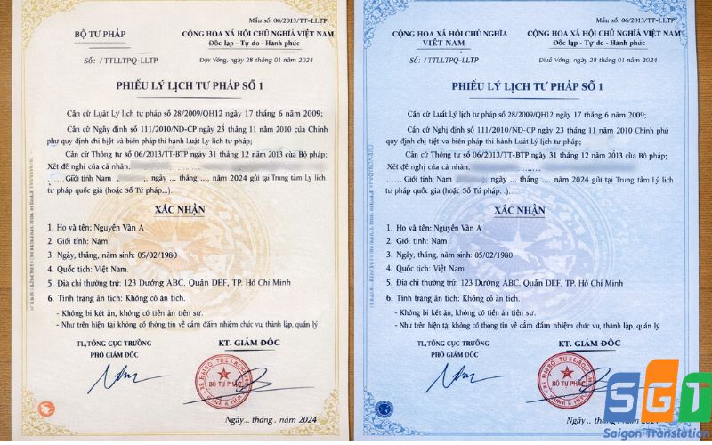 Dịch thuật phiếu lý lịch tư pháp