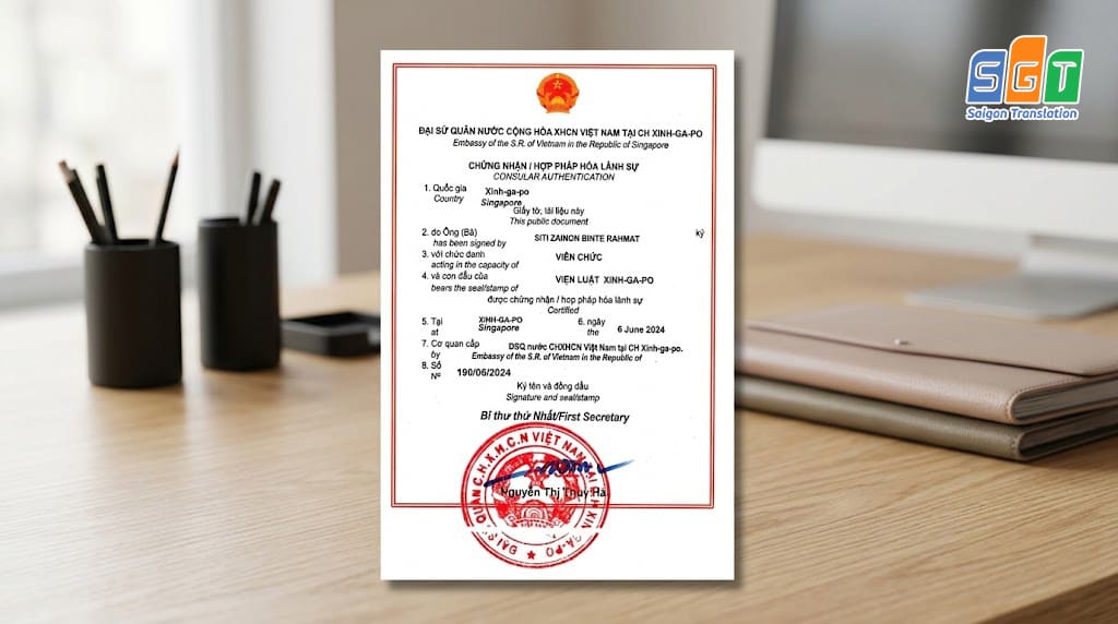 Tem hợp pháp hóa lãnh sự của Đại Sứ Quán Singapore tại Việt Nam