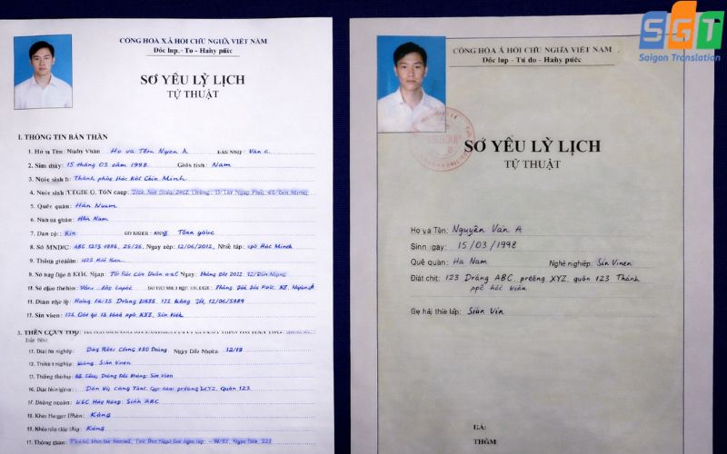 Dịch sơ yếu lý lịch tiếng Trung uy tín, chuẩn