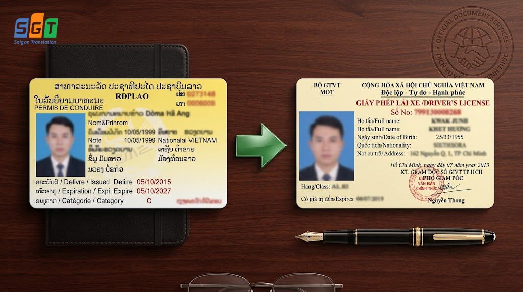 Đổi bằng lái xe từ Lào sang Việt