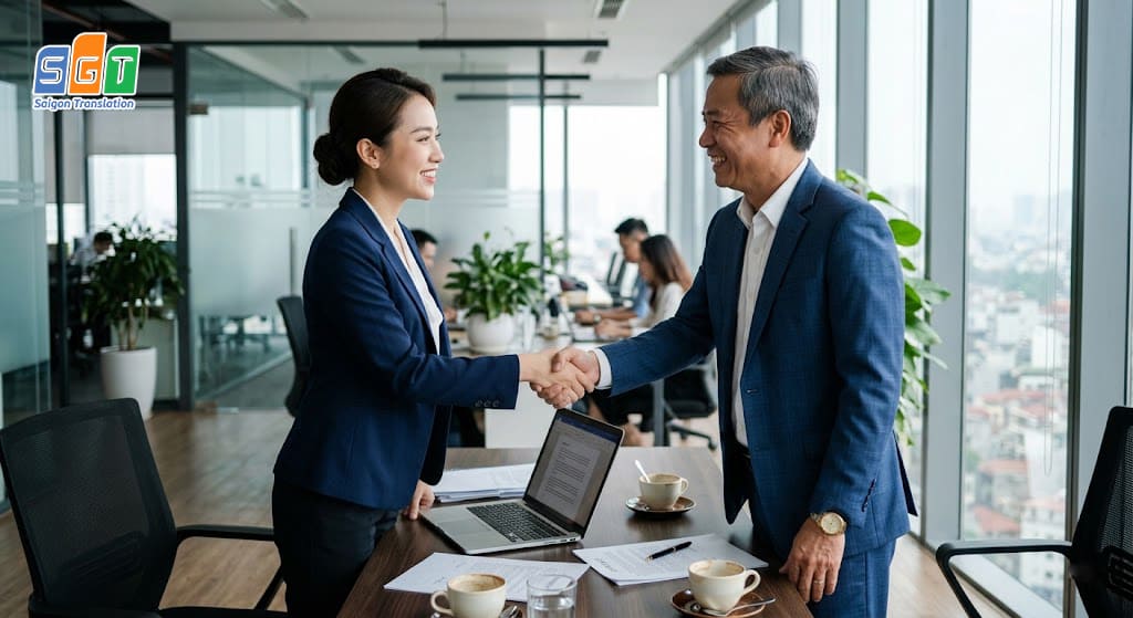 Khách hàng hài lòng với dịch vụ phiên dịch tiếng Anh tại Dịch thuật Sài Gòn