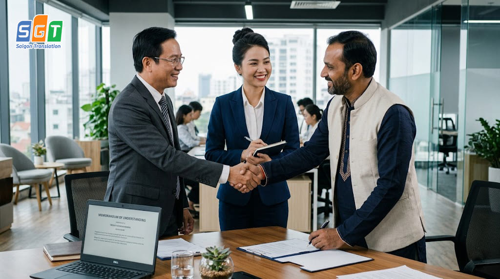 Buổi ký kết hợp đồng với đối tác Ấn Độ