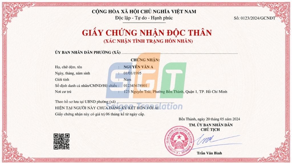 Dịch giấy chứng nhận độc thân tiếng Indonesia đa dạng đáp ứng nhu cầu khách hàng