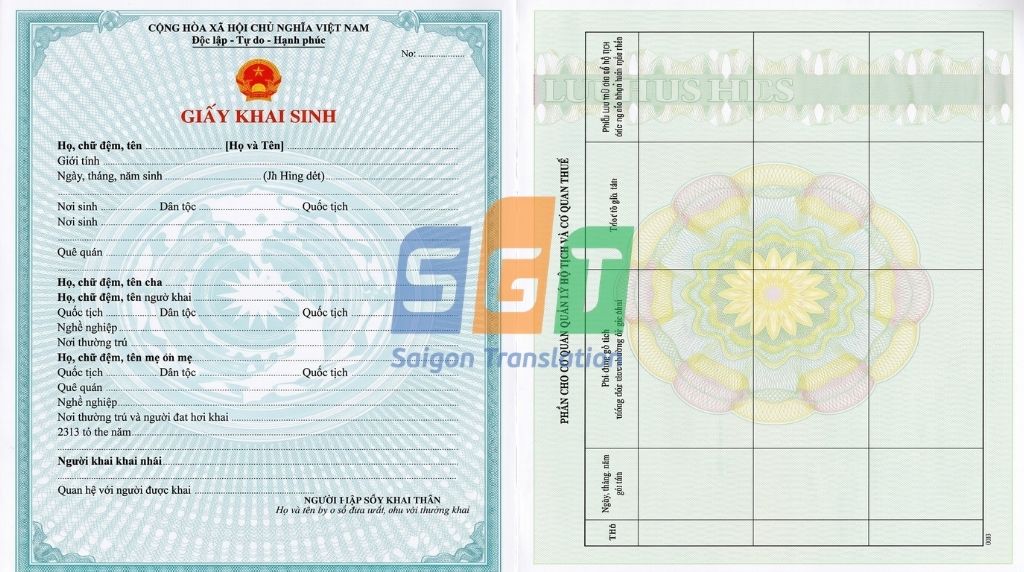 Dịch giấy khai sinh tiếng tây ban nha