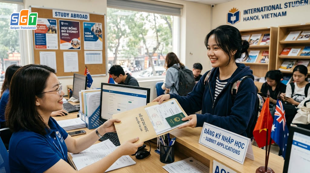 Sinh viên nộp hồ sơ du học