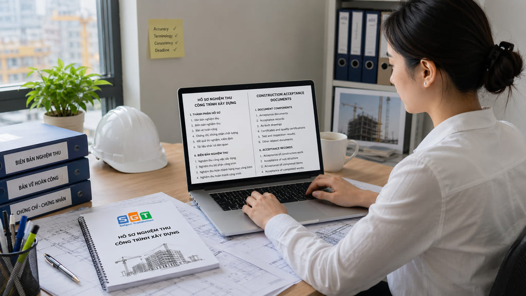 Biên dịch viên SGT dịch thuật hồ sơ nghiệm thu công trình xây dựng






