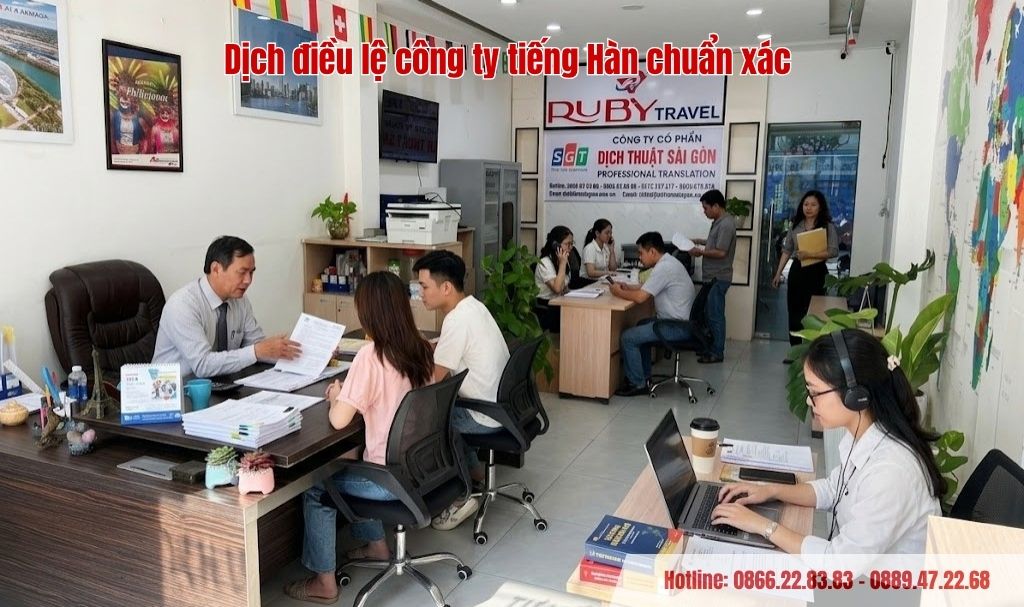 Dịch điều lệ công ty tiếng Hàn chuẩn xác tại Dịch thuật Sài Gòn